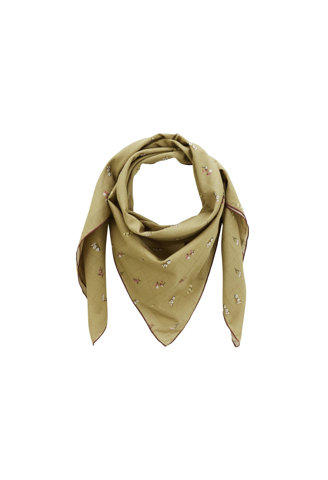 Foulard en Voile de Coton Herbier Olive