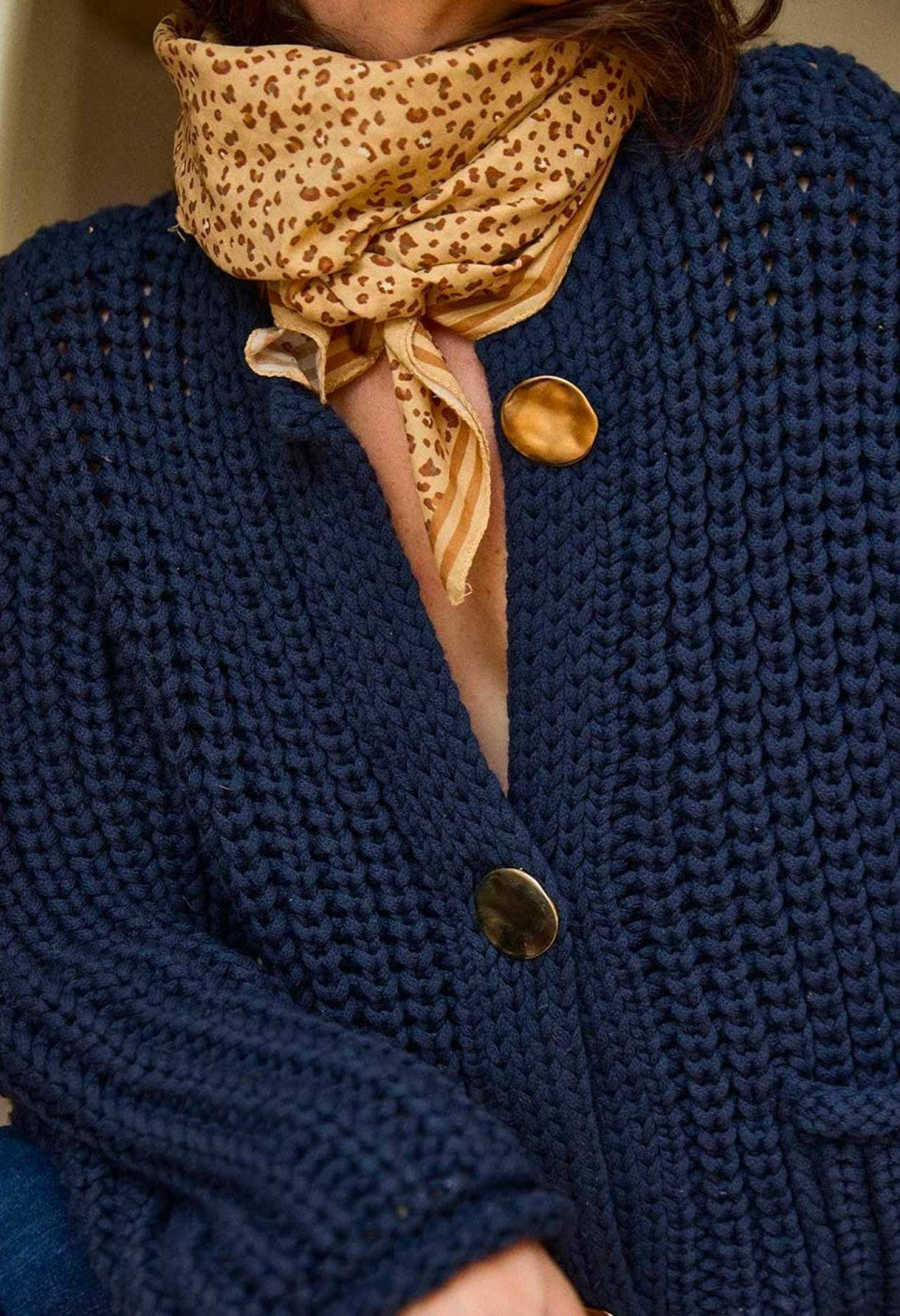 Foulard en Coton Léopard Sable