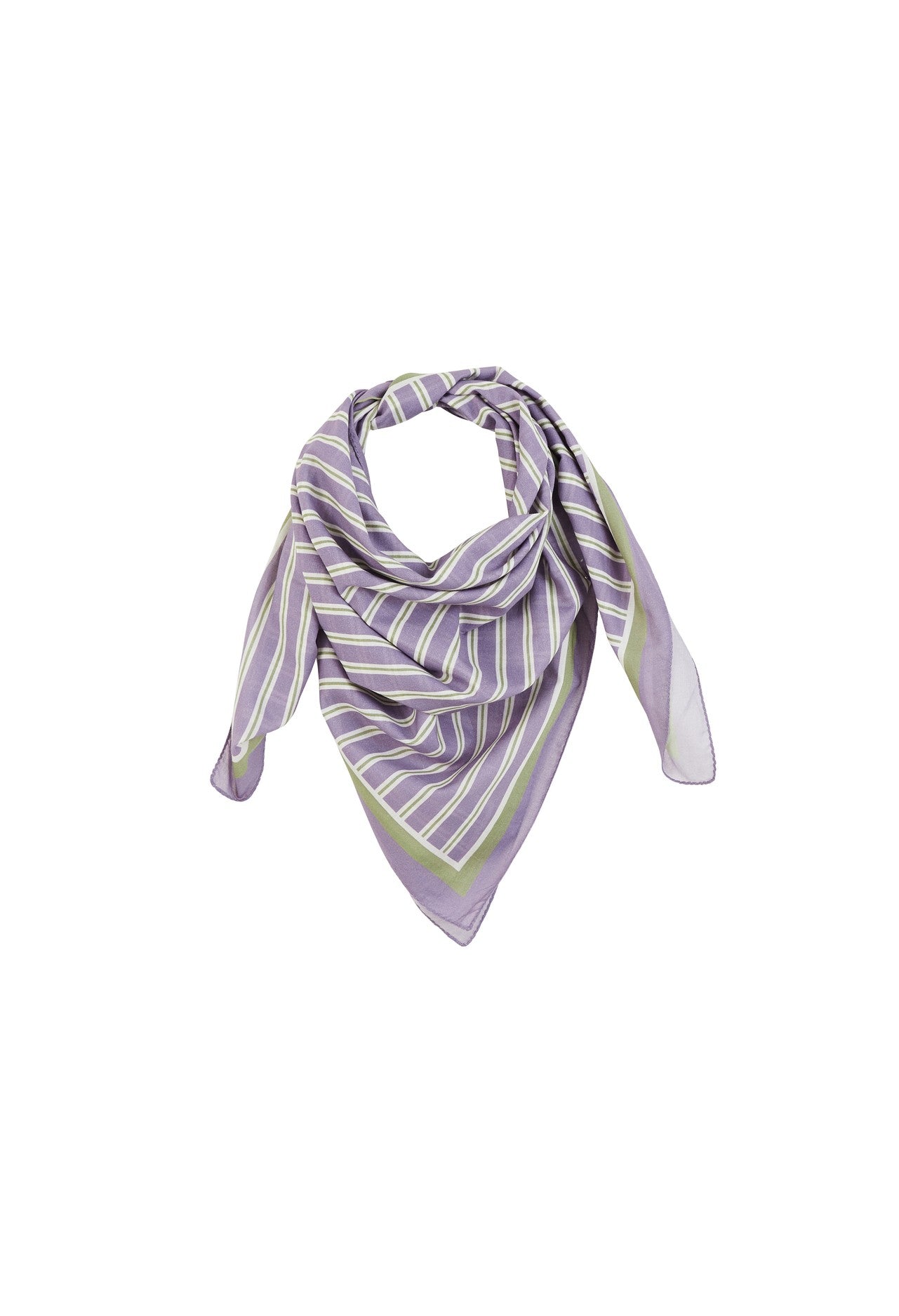 Foulard en Voile de Coton Rayures Violettes