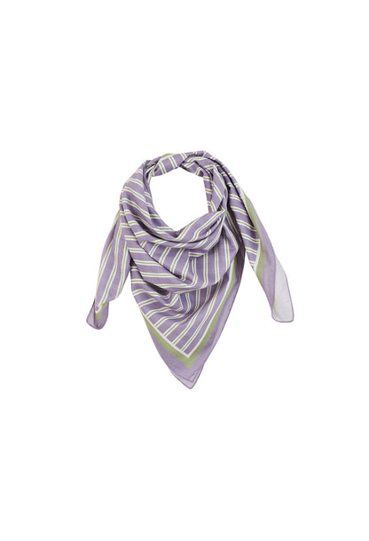 Foulard en Voile de Coton Rayures Violettes
