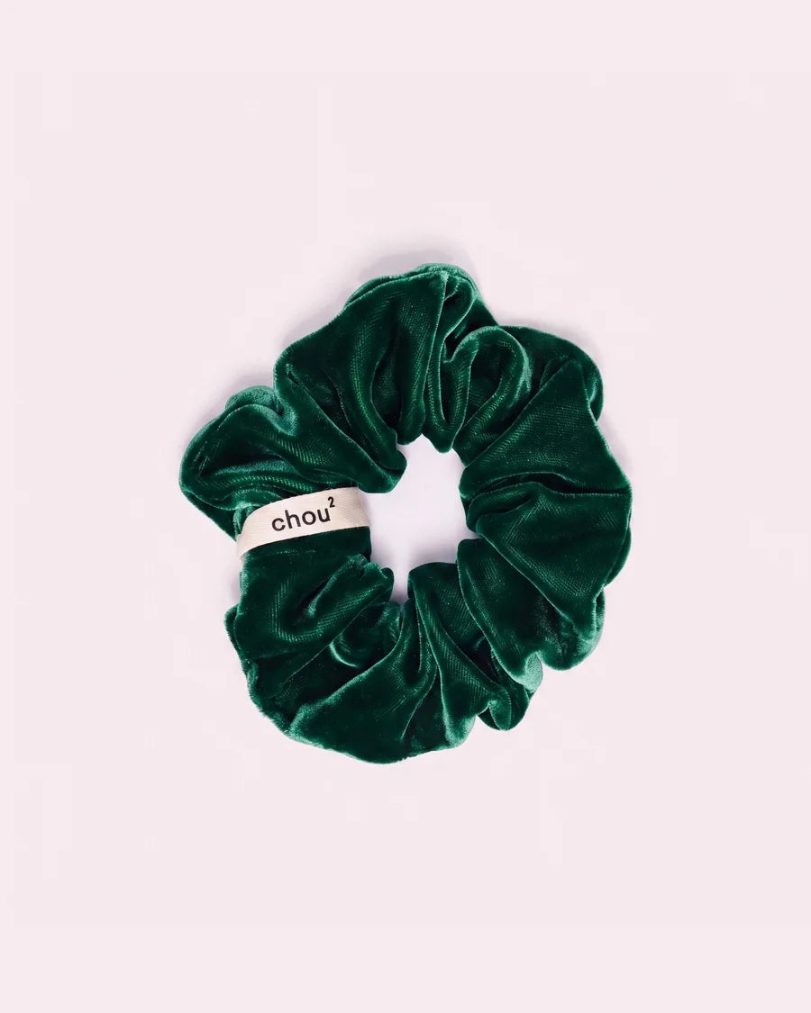 Grand Chouchou Velours Vert Emeraude