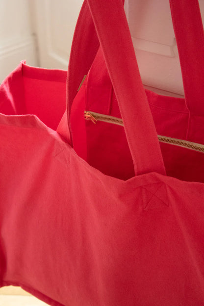Grand Cabas en Coton Bio - Rose Framboise