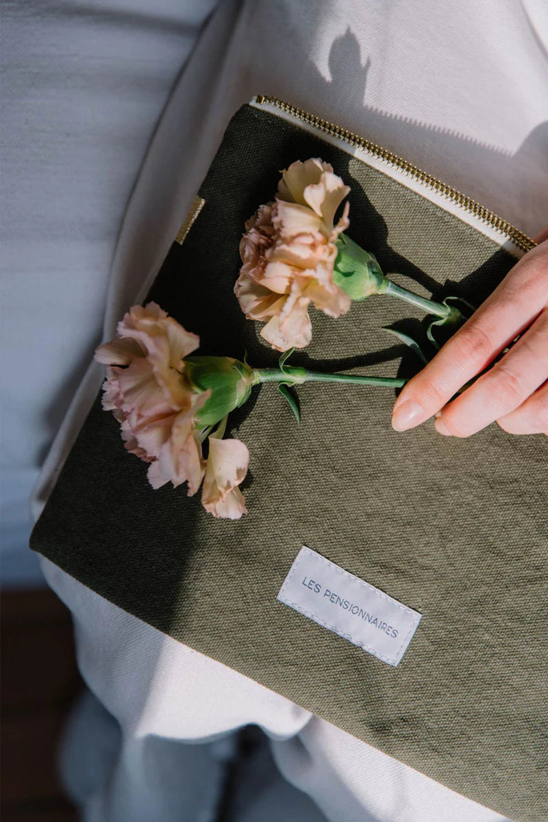 Grande Pochette en Coton Bio - Vert Câpre