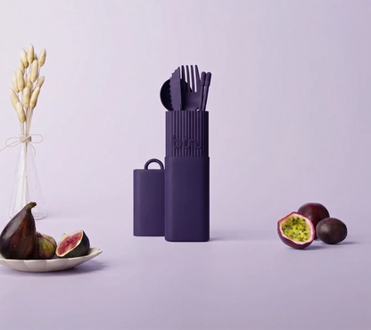 Kit de Couverts Réutilisables - Aubergine