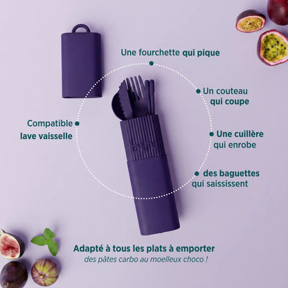 Kit de Couverts Réutilisables - Aubergine