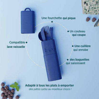 Kit de Couverts Réutilisables - Bleu Nuit