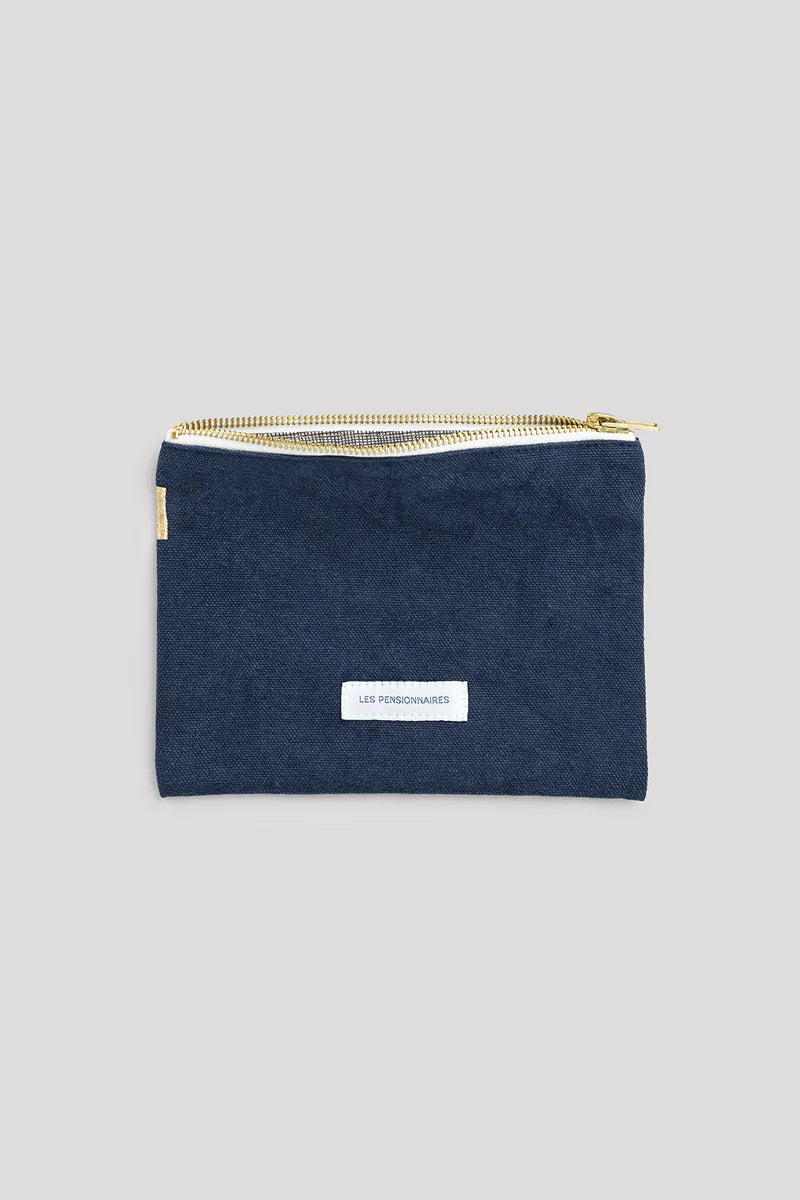 Petite Pochette en Coton Bio - Bleu Orage