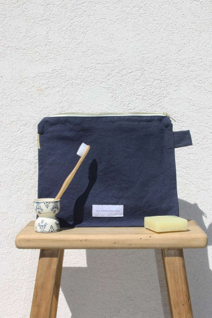 Trousse de Toilette en Coton Bio - Bleu Orage