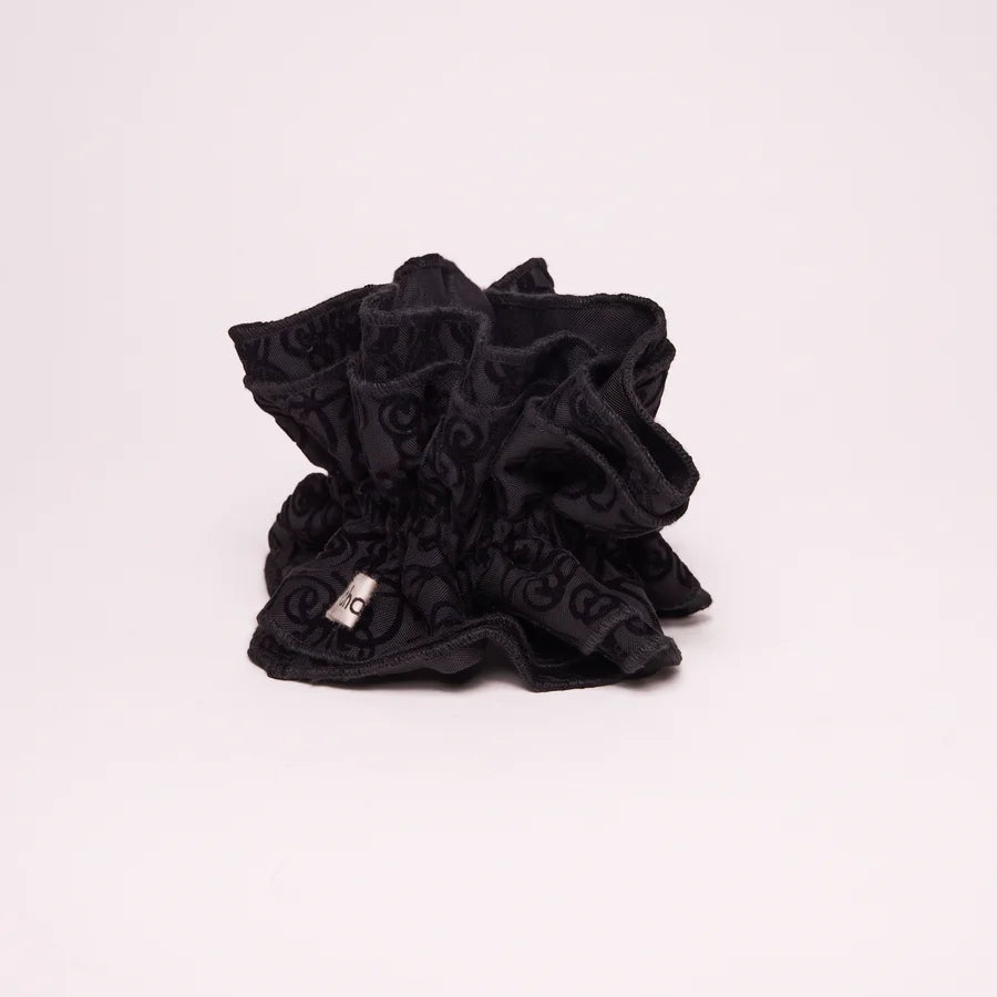 Maxi Chouchou Noir à Motifs Velours Dévoré