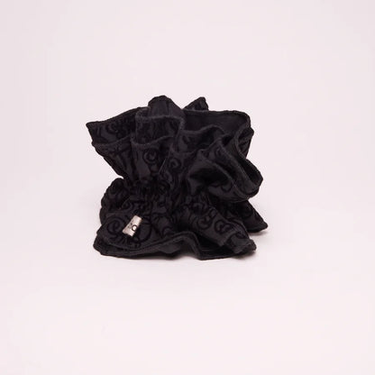 Maxi Chouchou Noir à Motifs Velours Dévoré
