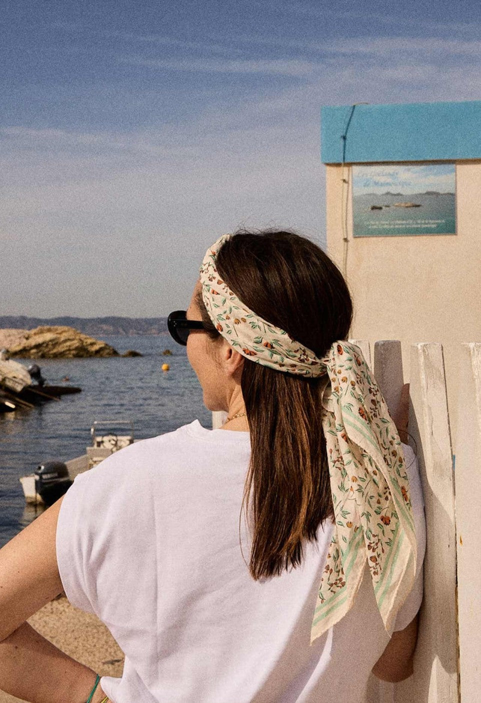 Petit Foulard en Coton Bohème Rose Poudré