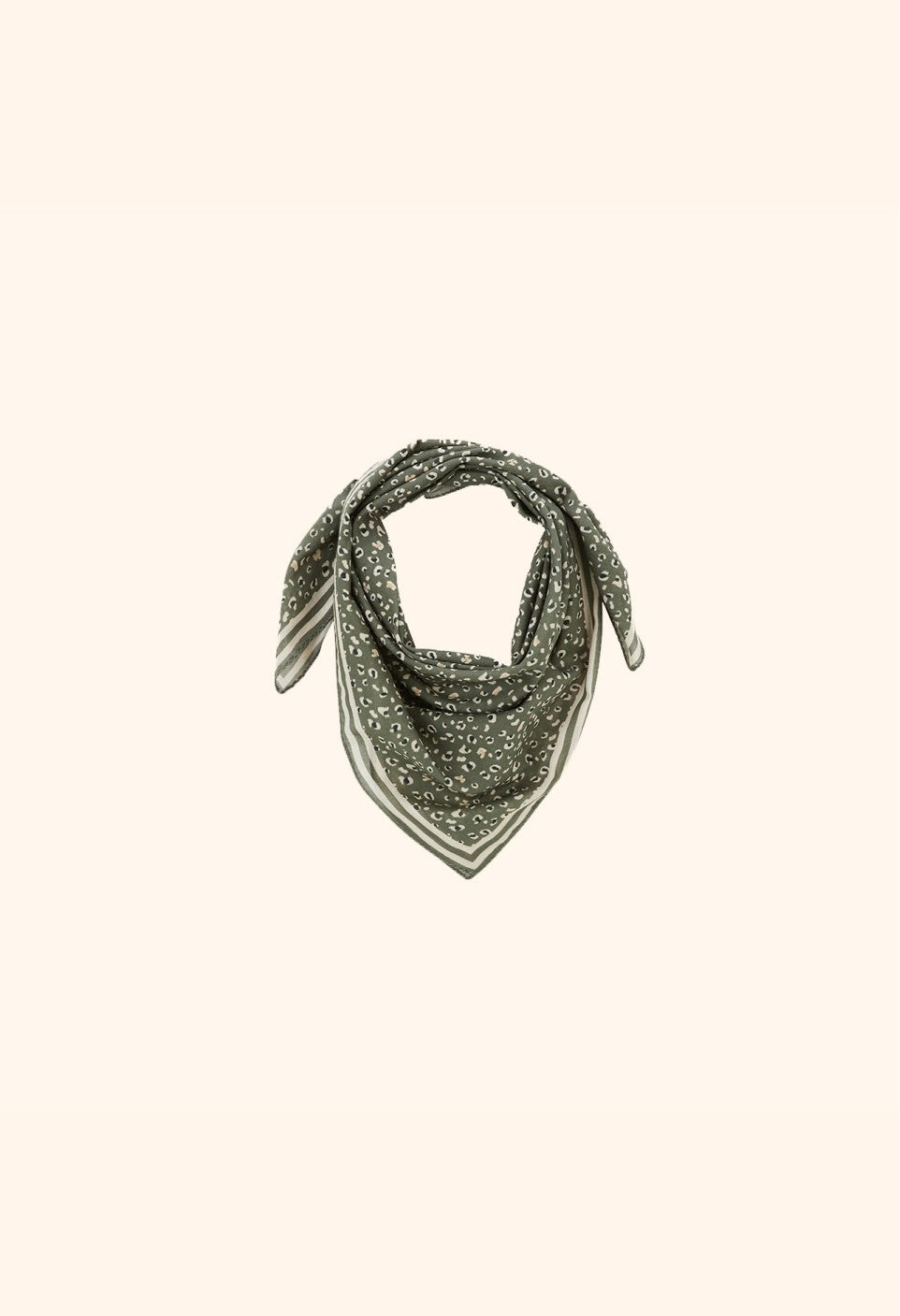 Petit Foulard en Coton Léopard Kaki