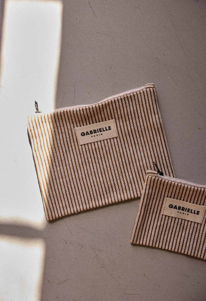 Petite Pochette Rayures Argile