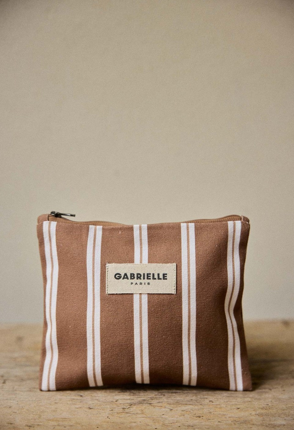 Petite Pochette Rayures Noisette