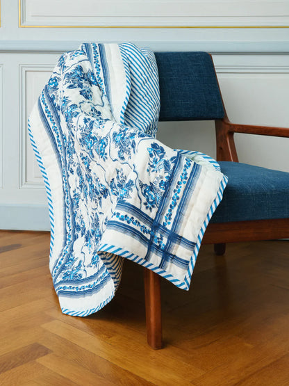 Plaid Blue Sofa Sarong 110 x 200