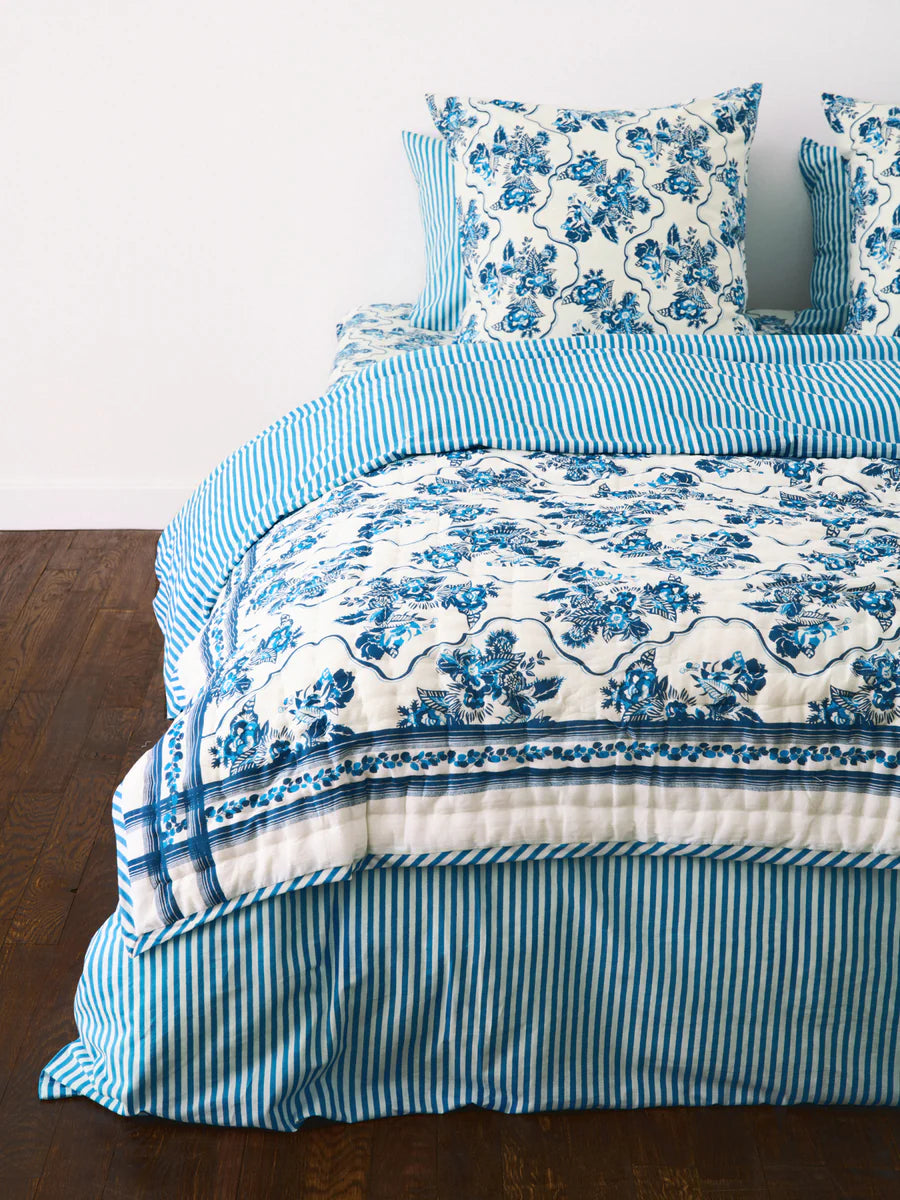 Plaid Blue Sofa Sarong 110 x 200