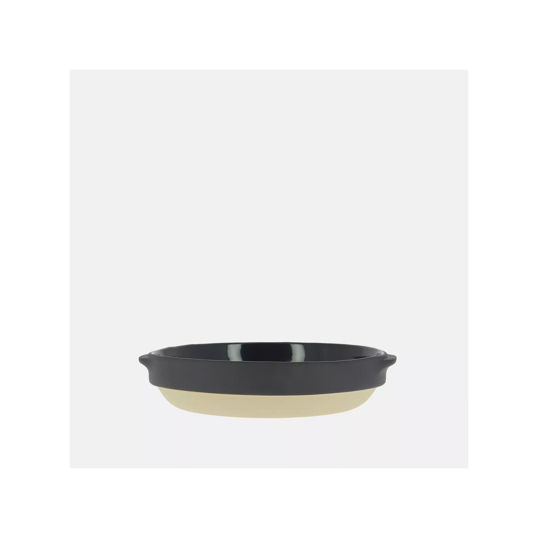 Plat Rond en Grès – Encre Bleu Nuit et Naturel 1,4L