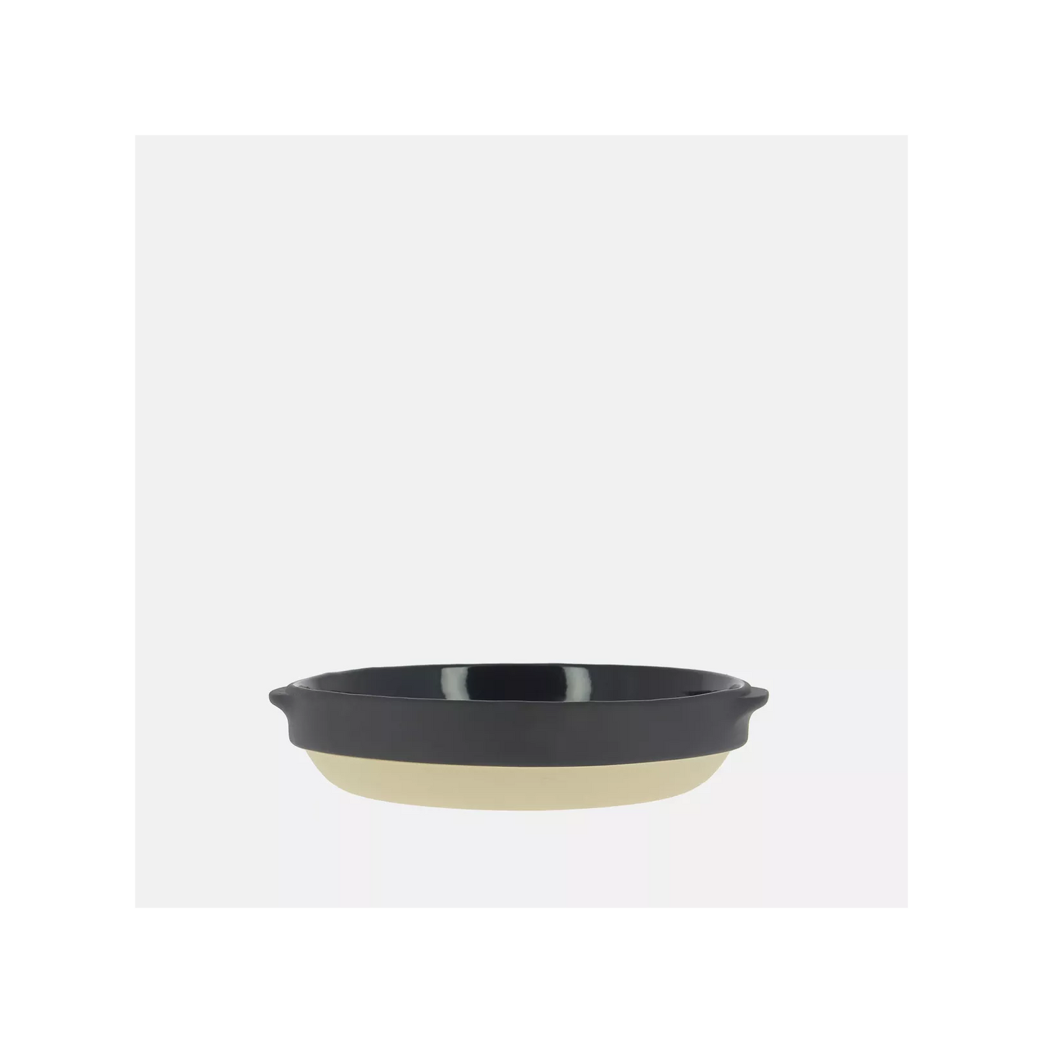 Plat Rond en Grès – Encre Bleu Nuit et Naturel 1,4L