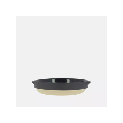 Plat Rond en Grès – Encre Bleu Nuit et Naturel 1,4L