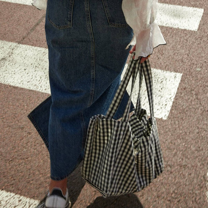 Sac à Main en Coton Vichy Black