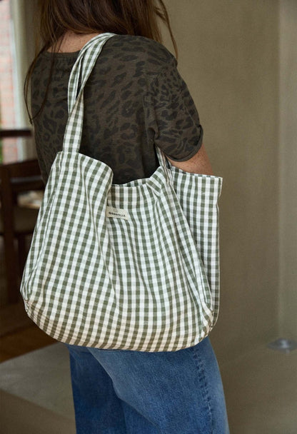 Sac à Main en Coton Vichy Kaki