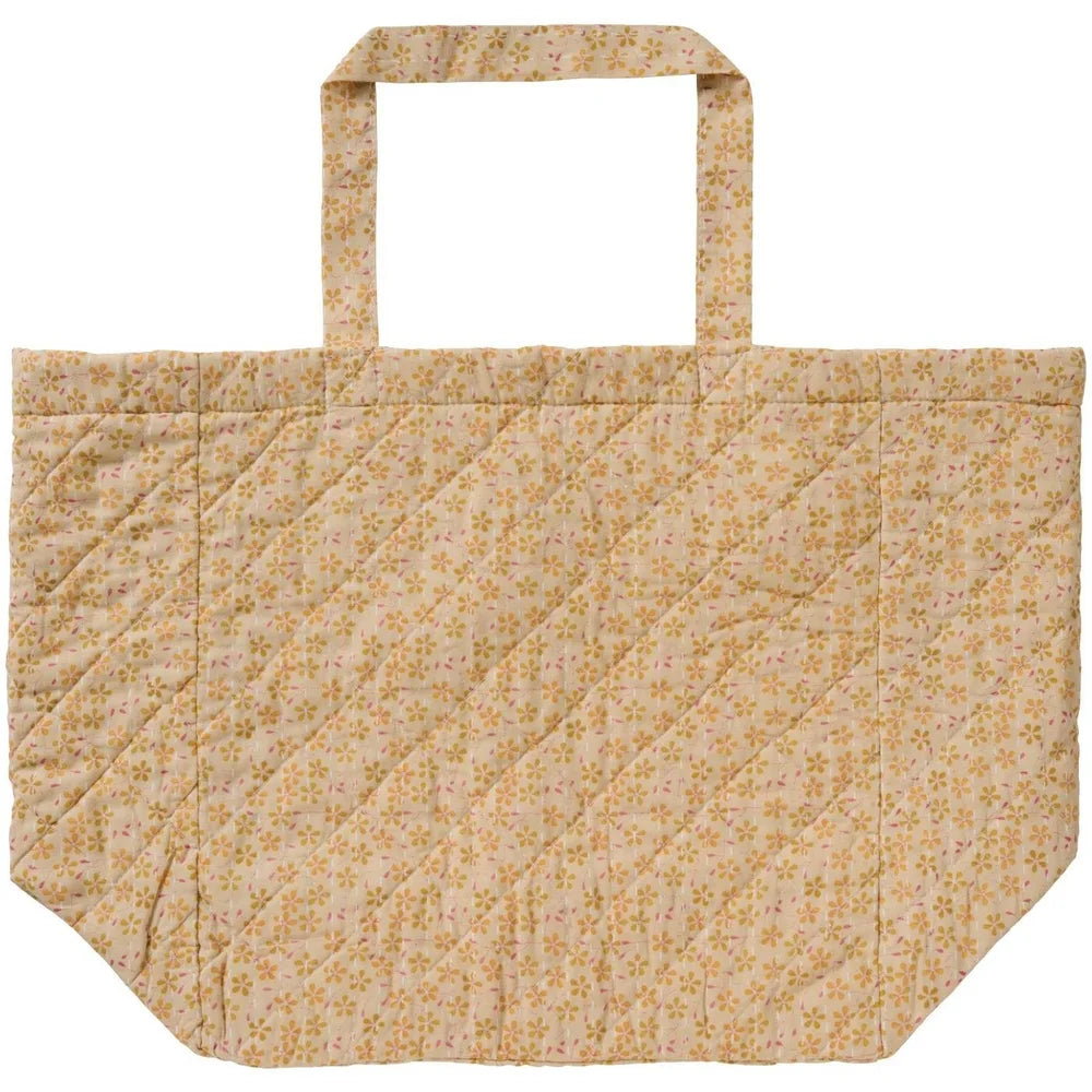 Sac Matelassé Beige/Jaune - Motif Petites Fleurs