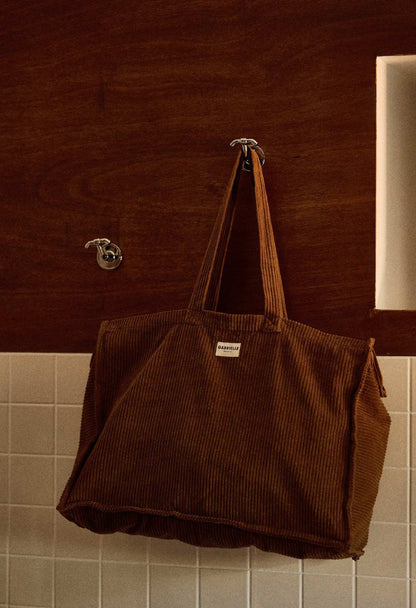 Sac Week-End en Velours Camel