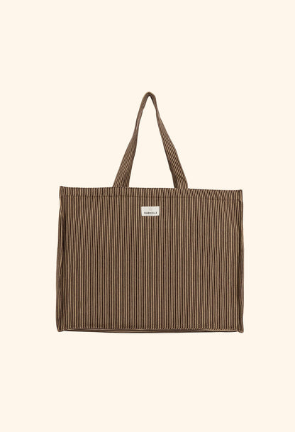 Sac Week-End en Coton Rayures Café