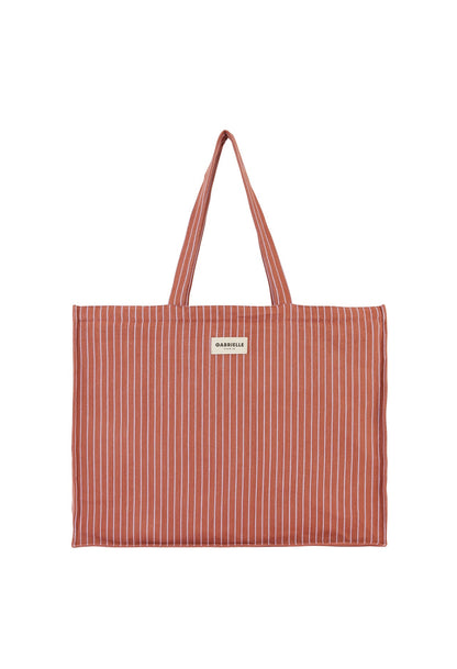 Sac Week-End en Coton Rayures Lilas