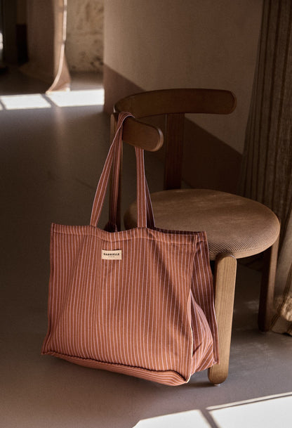 Sac Week-End en Coton Rayures Lilas