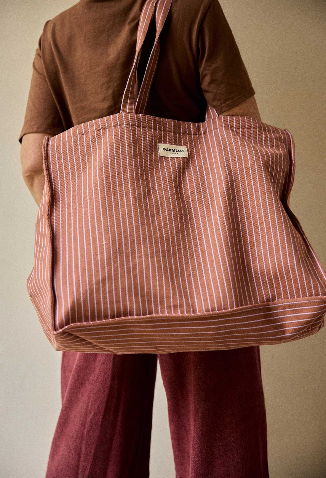 Sac Week-End en Coton Rayures Lilas