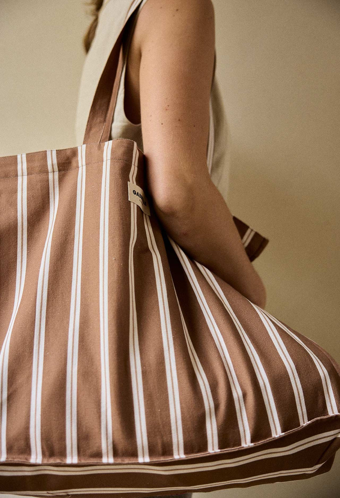 Sac Week-End en Coton Rayures Noisette