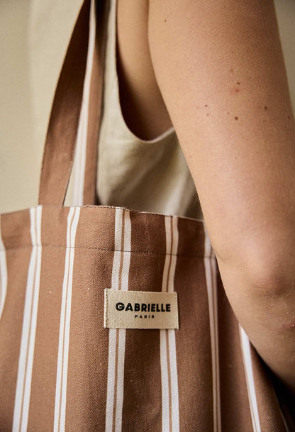 Sac Week-End en Coton Rayures Noisette