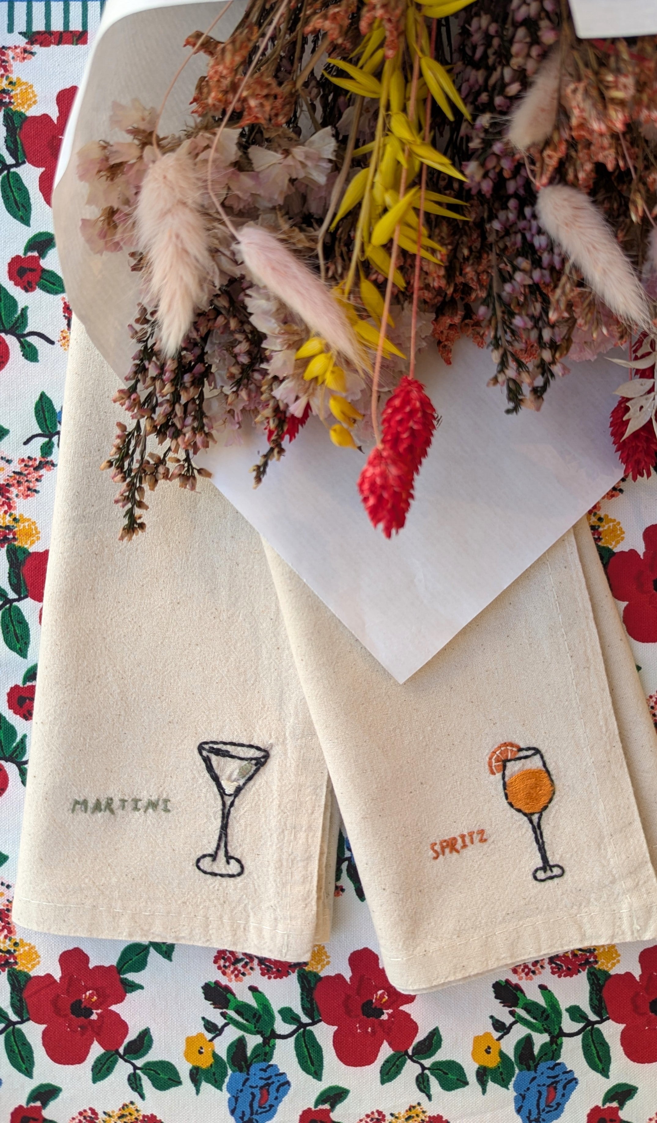 Serviette de Table - Brodée à la Main - Martini