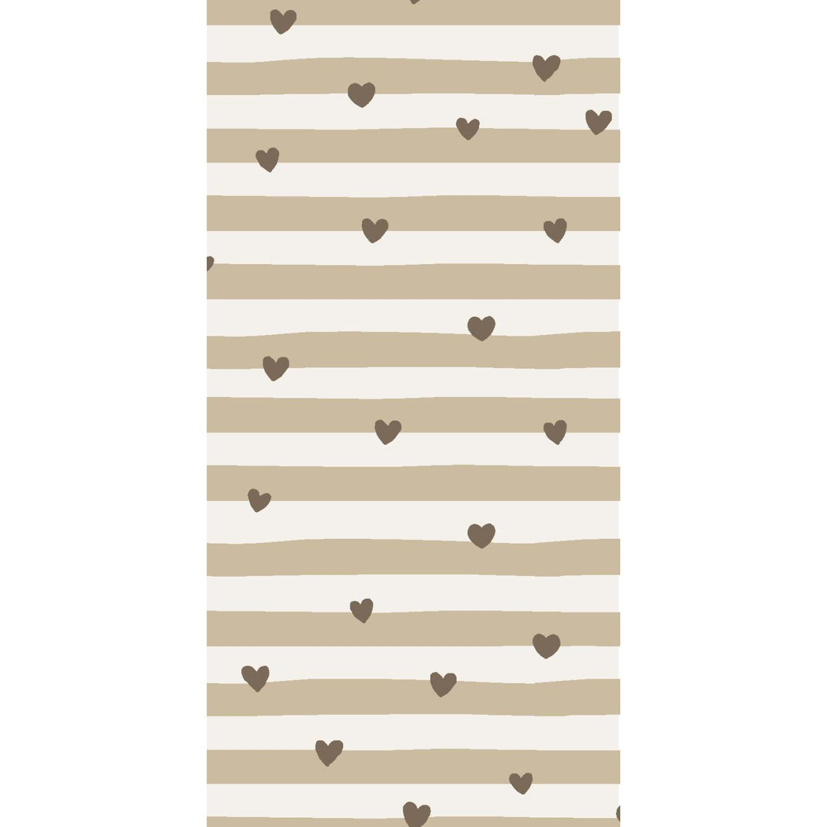 Serviette de Table Papier - Cœurs bruns et rayures naturelles