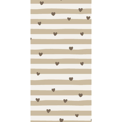 Serviette de Table Papier - Cœurs bruns et rayures naturelles