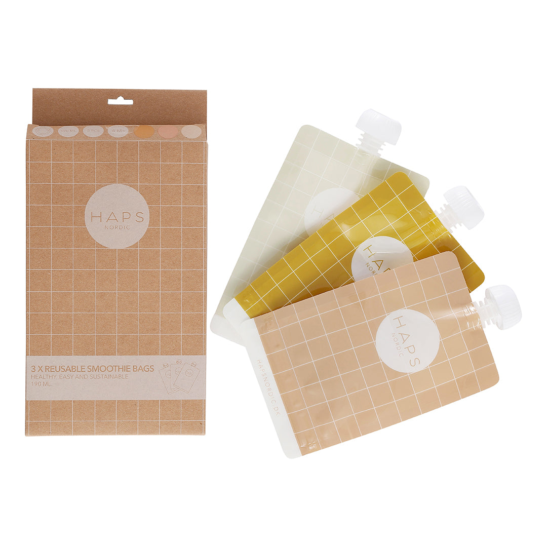 Set de 3 Gourdes à Compotes Réutilisables - Warm Quadrille