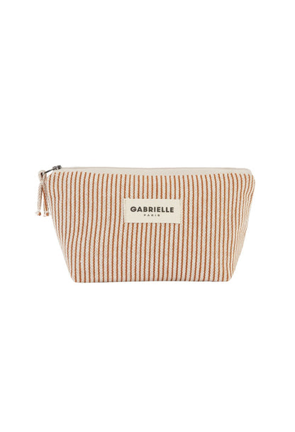 Trousse de Beauté en Coton Rayures Argile