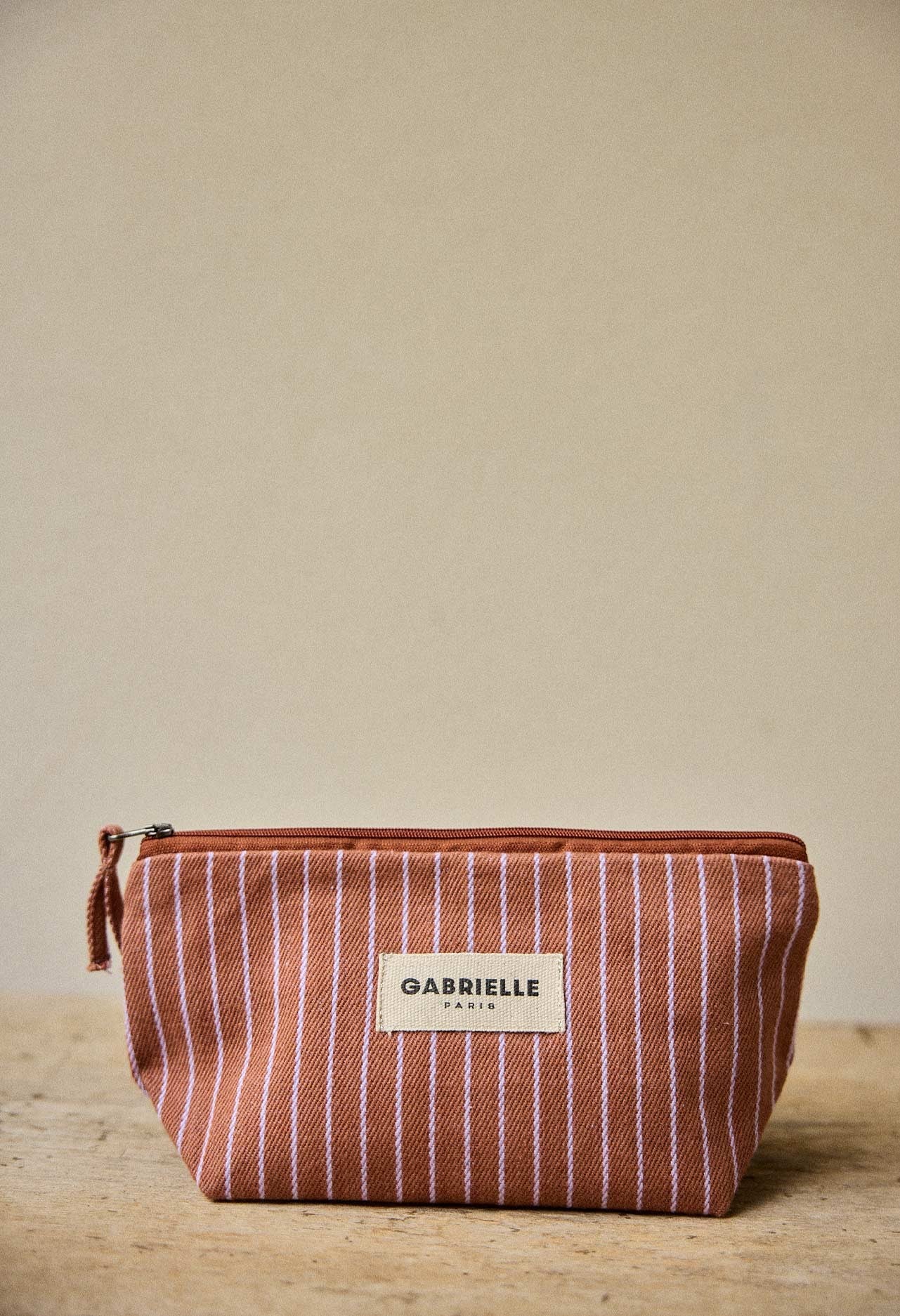 Trousse de Beauté en Coton Rayures Lilas