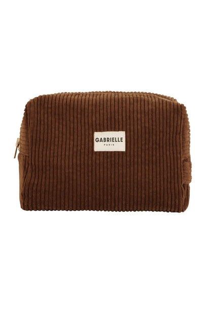Trousse de Toilette en Coton Velours Camel