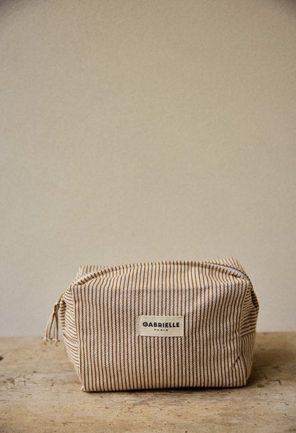 Trousse de Toilette en Coton Rayures Argile