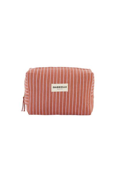 Trousse de Toilette en Coton Rayures Lilas