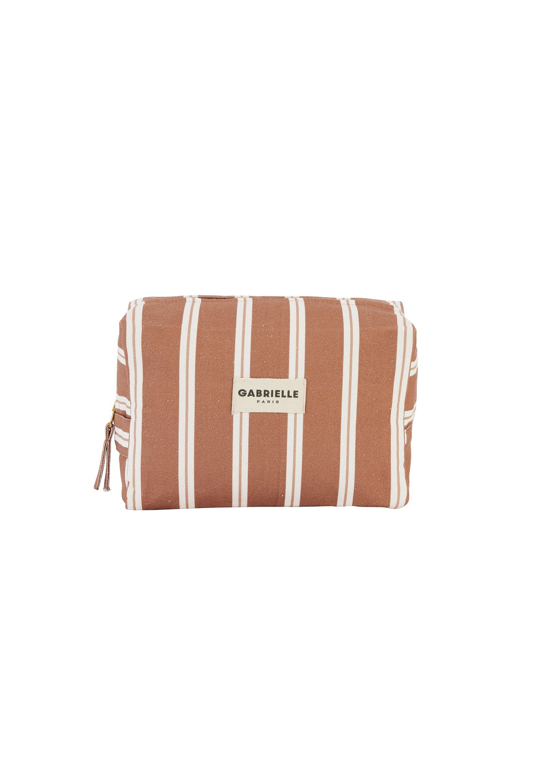 Trousse de Toilette en Coton Rayures Noisette