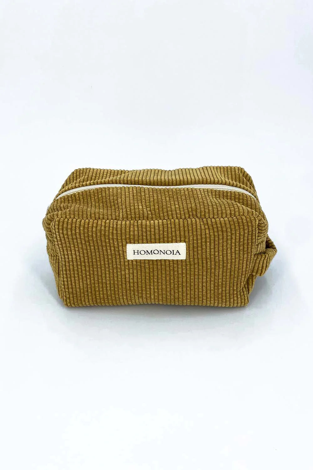 Trousse de Toilette en Velours Côtelé Noisette