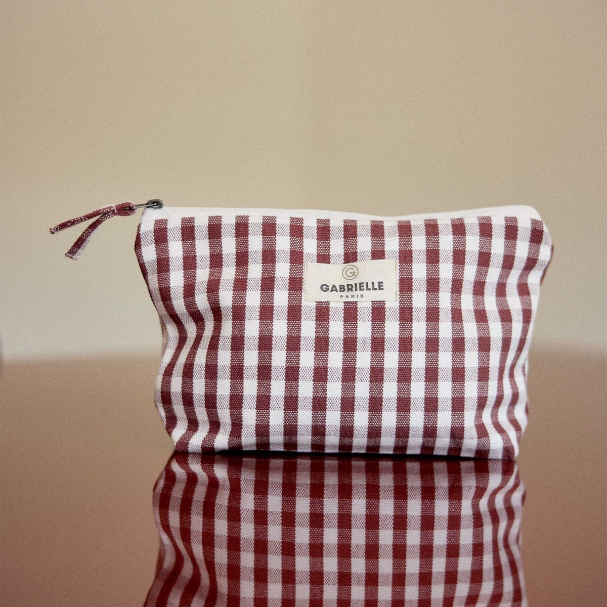 Trousse en Coton Vichy Bordeaux