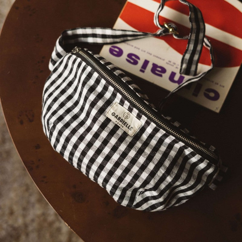 Banane en Coton Imprimé Vichy Noir