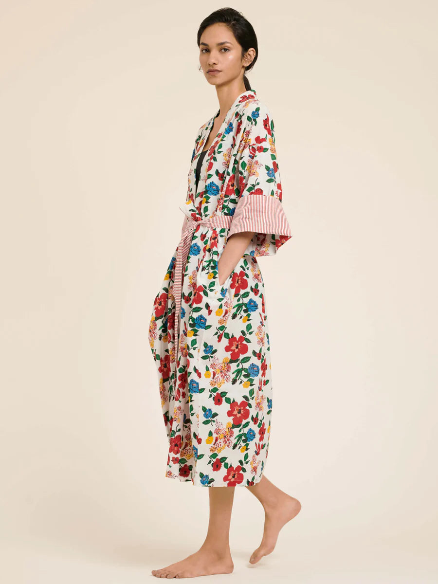 Kimono Long en Coton Hibiscus