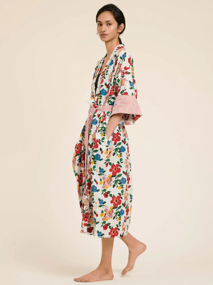 Kimono Long en Coton Hibiscus