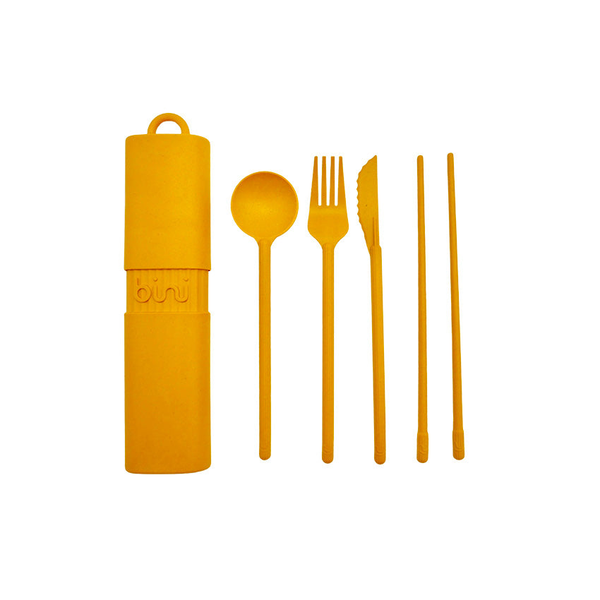 Kit de Couverts Réutilisables - Jaune