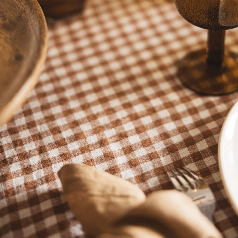 Nappe en Lin Vichy Brique 175x250cm